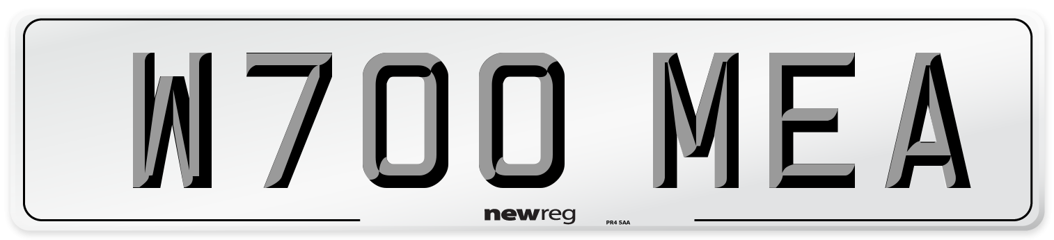 W700 MEA Number Plate from New Reg